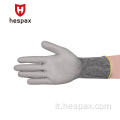 Hespax HPPE Anti-Cut Extended Cuff PU Guanti di sicurezza